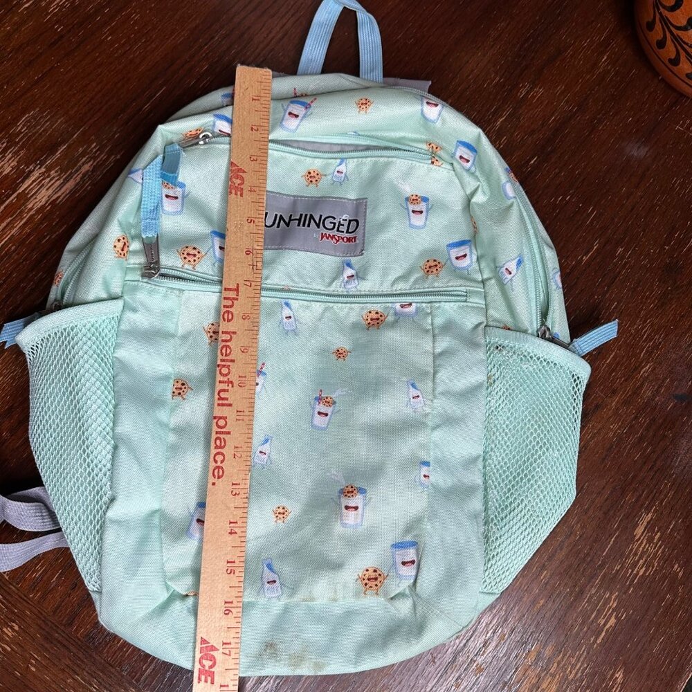 Unhinged By Jansport Mint Backpack With Milk & Cookies Print Adjustable Straps - Picture 13 of 14